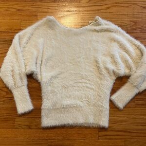 Anthropologie White Shaggy sweater